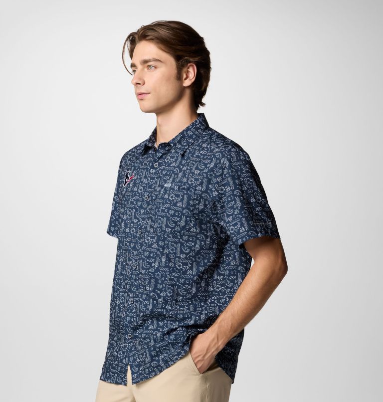 Men's PFG Super Slack Tide Short Sleeve Shirt - Houston Texans, Color: FHT - Collegiate Navy, image 4