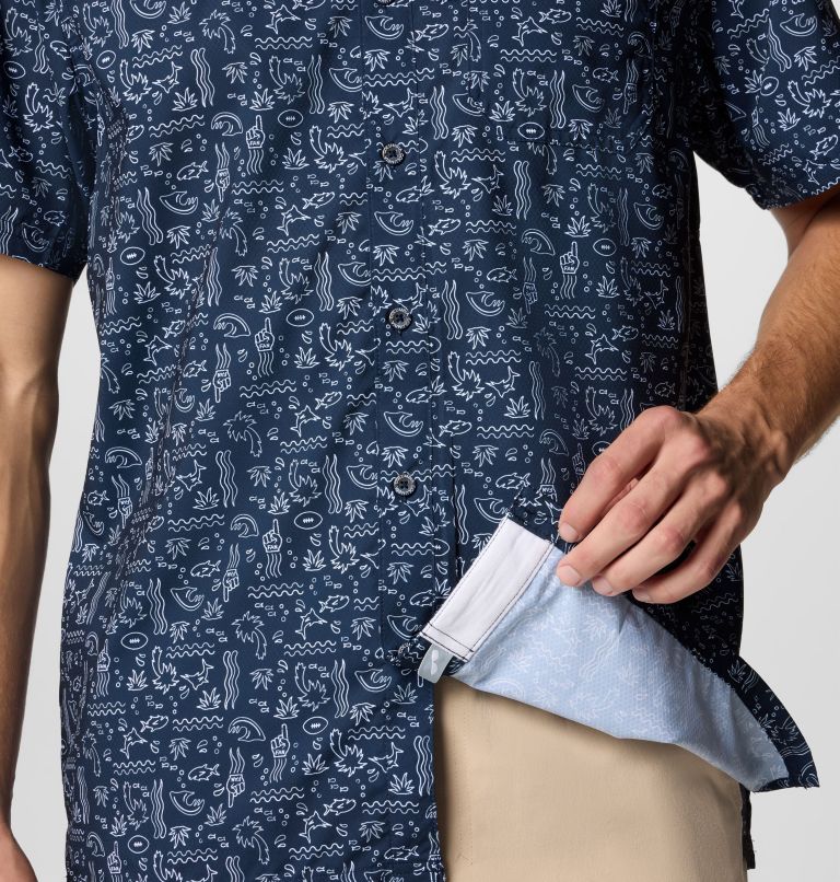 Men's PFG Super Slack Tide Short Sleeve Shirt - Houston Texans, Color: FHT - Collegiate Navy, image 7