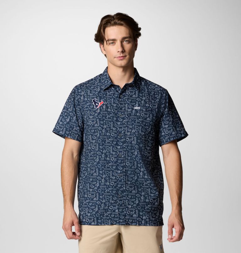 Men's PFG Super Slack Tide Short Sleeve Shirt - Houston Texans, Color: FHT - Collegiate Navy, image 1