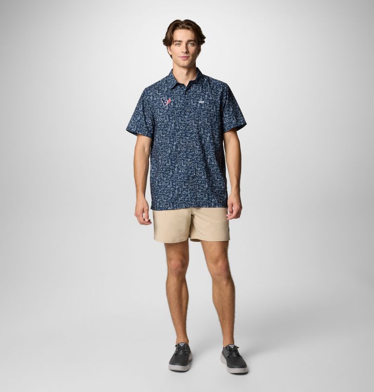 Men's PFG Super Slack Tide Short Sleeve Shirt - Houston Texans, Color: FHT - Collegiate Navy, image 2