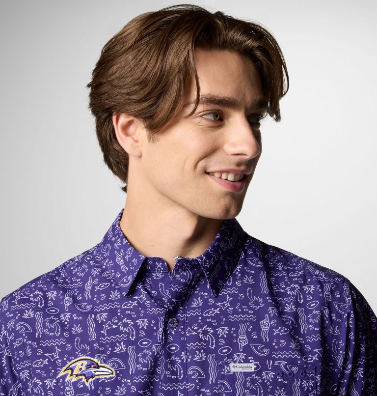 Men's PFG Super Slack Tide Short Sleeve Shirt - Baltimore Ravens, Color: FBR - UW Purple, image 5