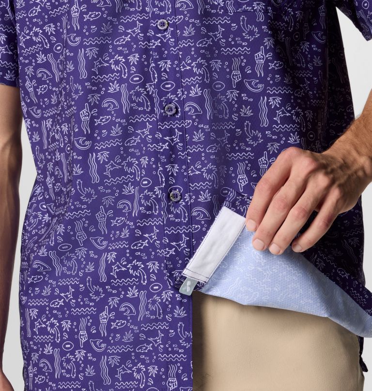 Men's PFG Super Slack Tide Short Sleeve Shirt - Baltimore Ravens, Color: FBR - UW Purple, image 7