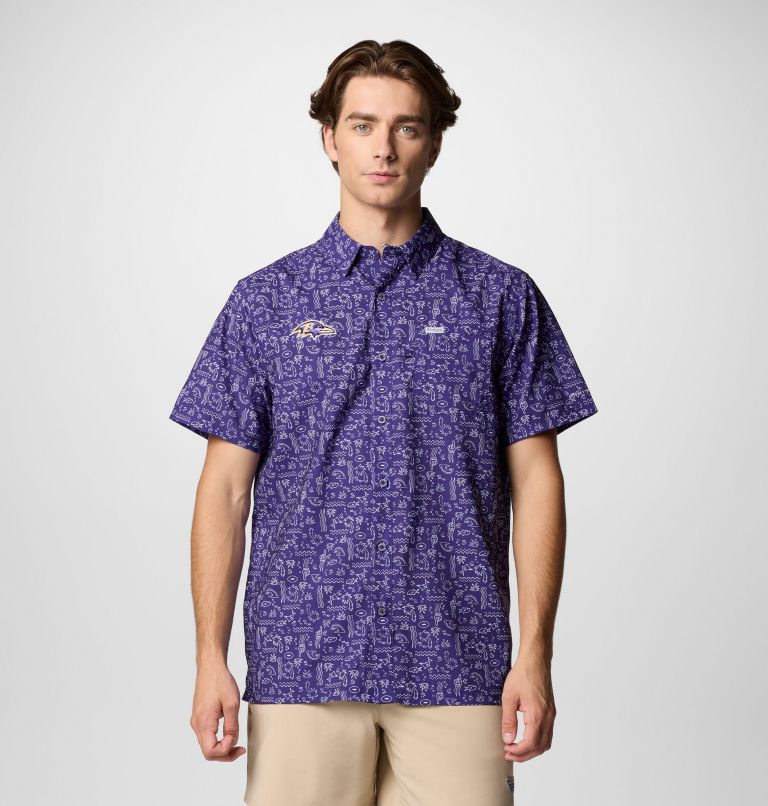 Men's PFG Super Slack Tide Short Sleeve Shirt - Baltimore Ravens, Color: FBR - UW Purple, image 1