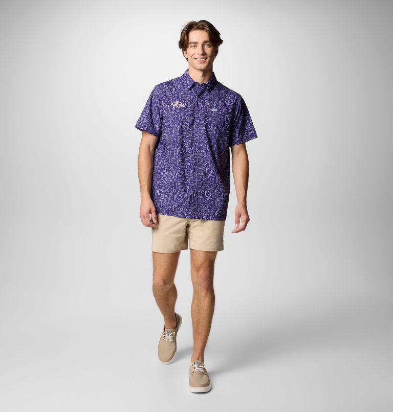 Men's PFG Super Slack Tide Short Sleeve Shirt - Baltimore Ravens, Color: FBR - UW Purple, image 2