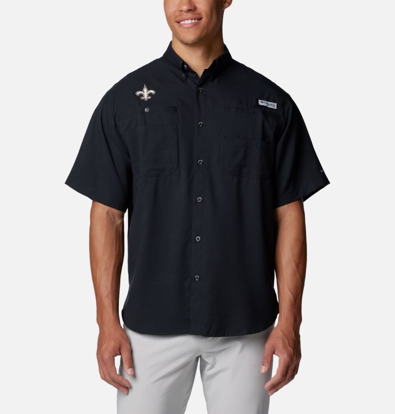 Men's PFG Tamiami Short Sleeve Shirt - New Orleans Saints, Color: FNS - Black, image 1