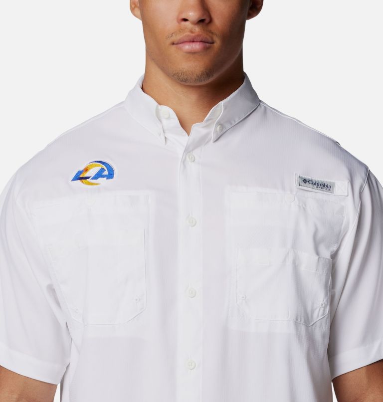 Men's PFG Tamiami Short Sleeve Shirt - Los Angeles Rams, Color: FLR - White, image 4