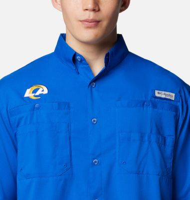 Men's PFG Tamiami Short Sleeve Shirt - Los Angeles Rams, Color: FLR - Azul, image 12