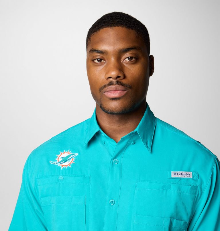 Men's PFG Tamiami Short Sleeve Shirt - Miami Dolphins, Color: FMD - Miami Aqua, image 5