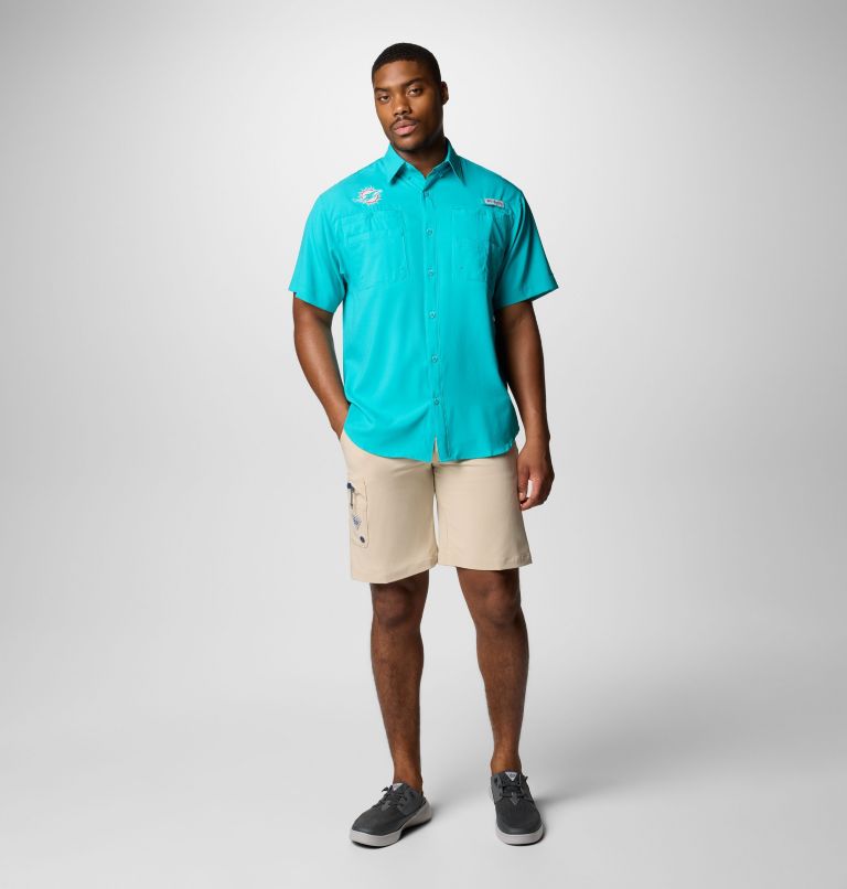 Men's PFG Tamiami Short Sleeve Shirt - Miami Dolphins, Color: FMD - Miami Aqua, image 2