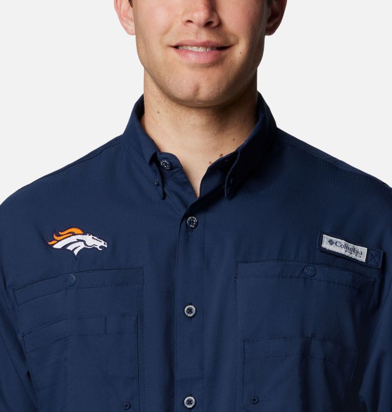Men's PFG Tamiami Short Sleeve Shirt - Denver Broncos, Color: FDB - Collegiate Navy, image 4