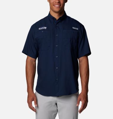 Men's PFG Tamiami Short Sleeve Shirt - Seattle Seahawks, Color: FSS - Collegiate Navy, image 5