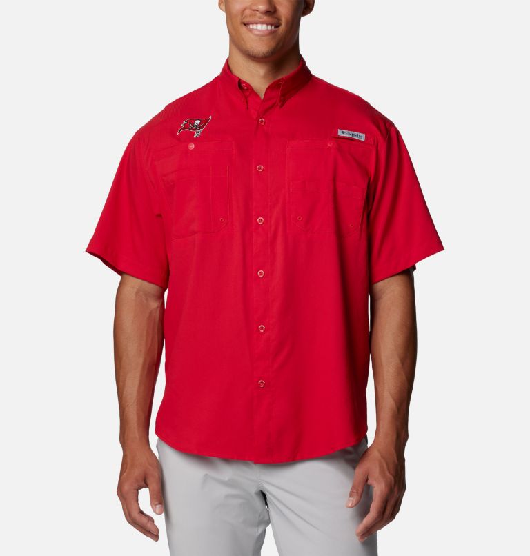 Men's PFG Tamiami Short Sleeve Shirt - Tampa Bay Buccaneers, Color: FTB - Intense Red, image 1