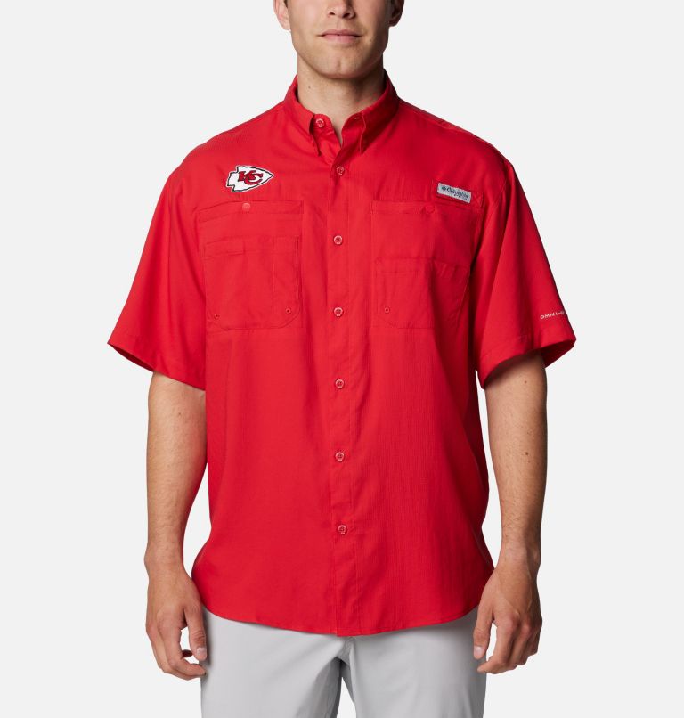 Men's PFG Tamiami Short Sleeve Shirt | 614 | S, Color: FKC - Intense Red, image 1