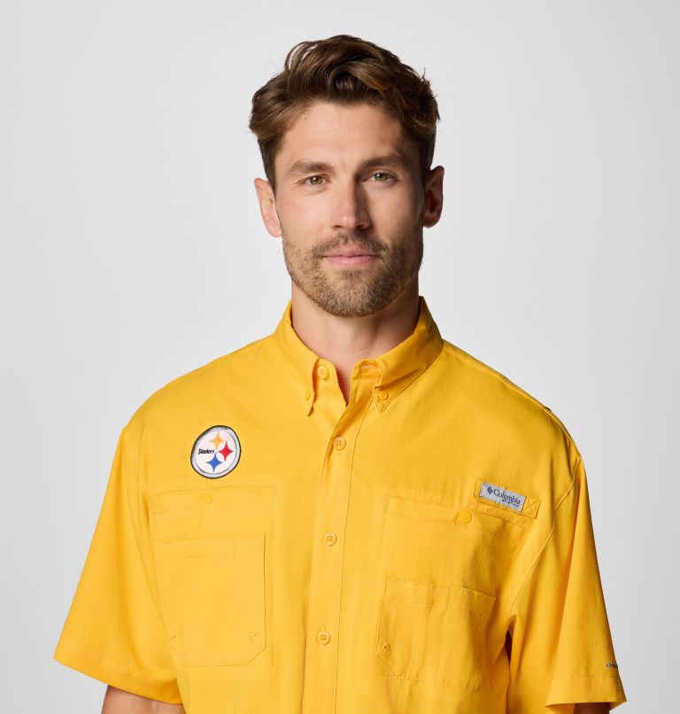 Men's PFG Tamiami Short Sleeve Shirt - Pittsburgh Steelers, Color: FPS - Stinger, image 5