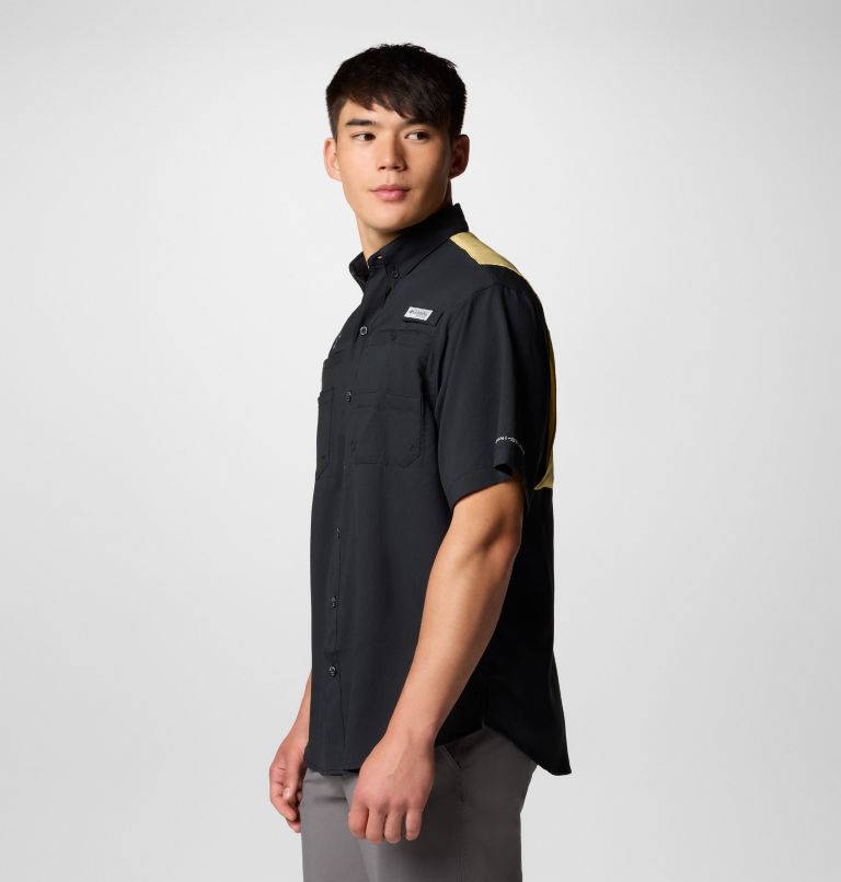 Men's PFG Tamiami Colorblocked Short Sleeve Shirt - New Orleans Saints, Color: FNS - Black, Vegas Gold, image 3