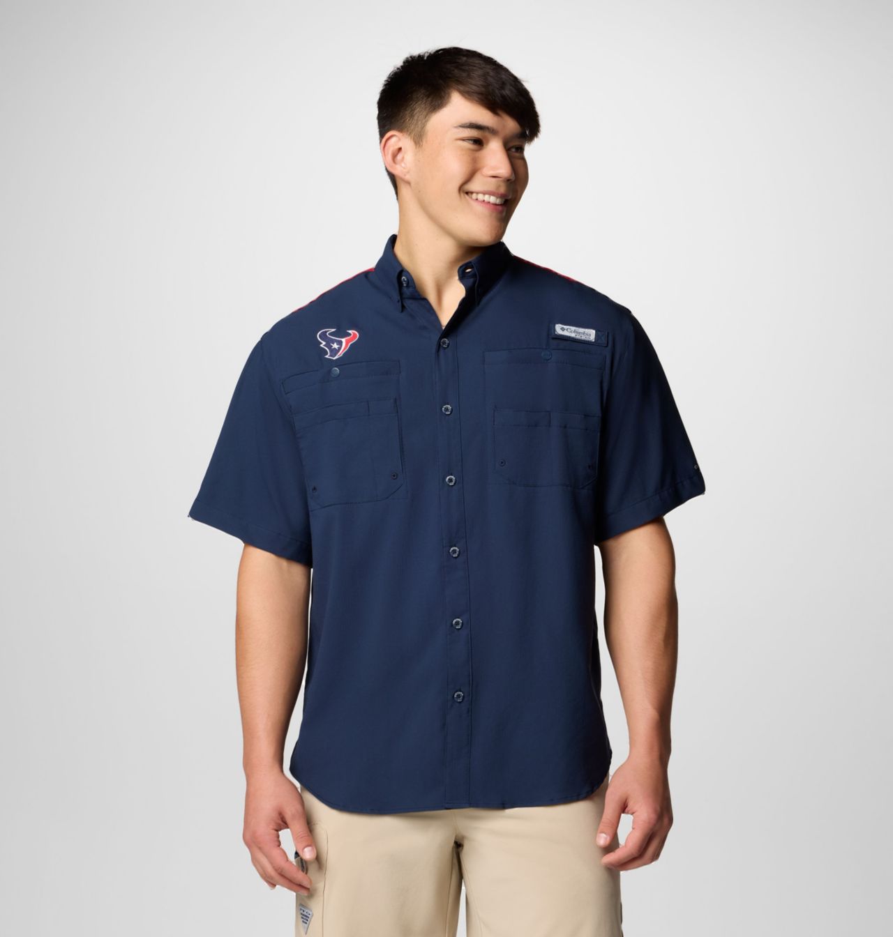 Men's PFG Tamiami™ Colorblocked Short Sleeve Shirt - Houston Texans 1