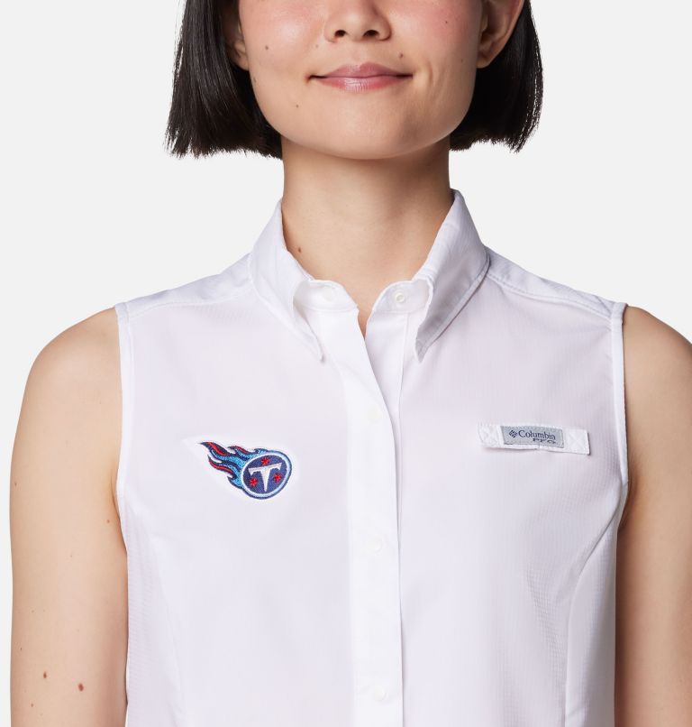 Women's PFG Tamiami Sleeveless Shirt - Tennessee Titans, Color: FTT - White, image 4