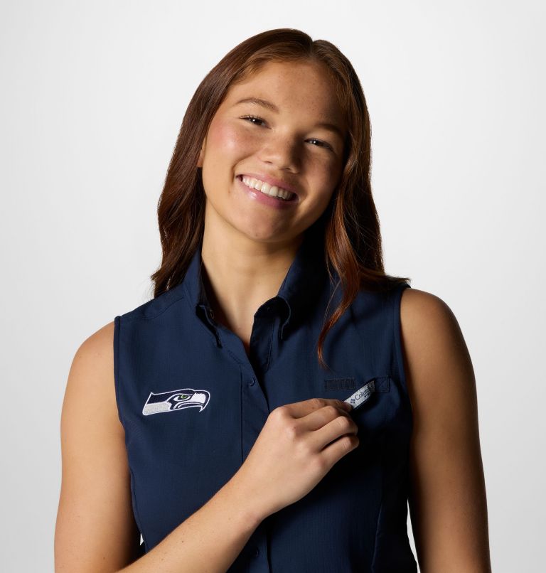 Women's PFG Tamiami Sleeveless Shirt | 466 | M, Color: FSS - Collegiate Navy, image 5
