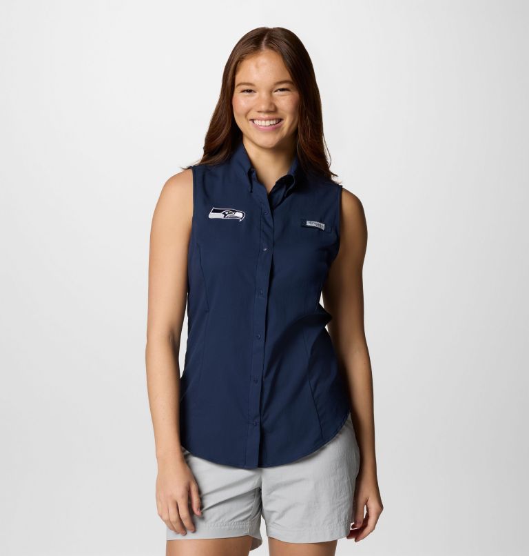 Women's PFG Tamiami Sleeveless Shirt | 466 | M, Color: FSS - Collegiate Navy, image 1