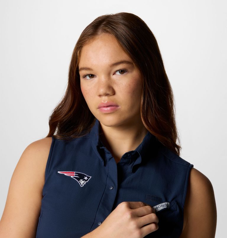 Women's PFG Tamiami Sleeveless Shirt - New England Patriots, Color: FNP - Collegiate Navy, image 5