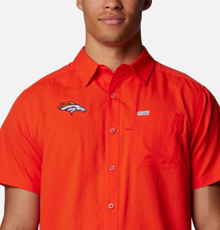 Men's NFL Slack Tide Camp Shirt, Color: FDB - State Orange, image 4