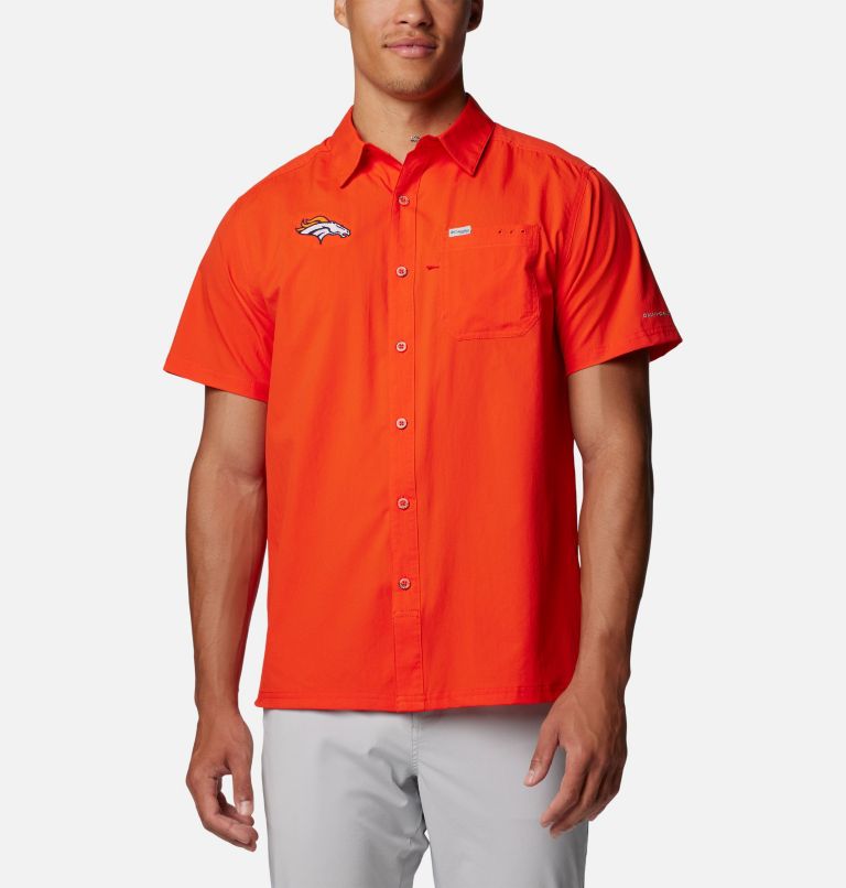 Men's NFL Slack Tide Camp Shirt, Color: FDB - State Orange, image 1