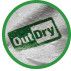 Green OutDry logo on white fabric