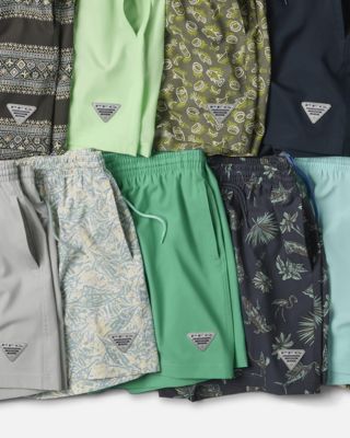 A colorful laydown of shorts.