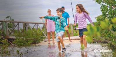 Family fishing together.