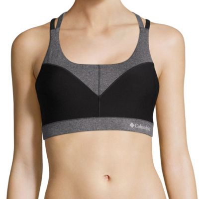 Women's Heather Block Racerback Bra Women's Heather Block Racerback Bra, Black heather, front