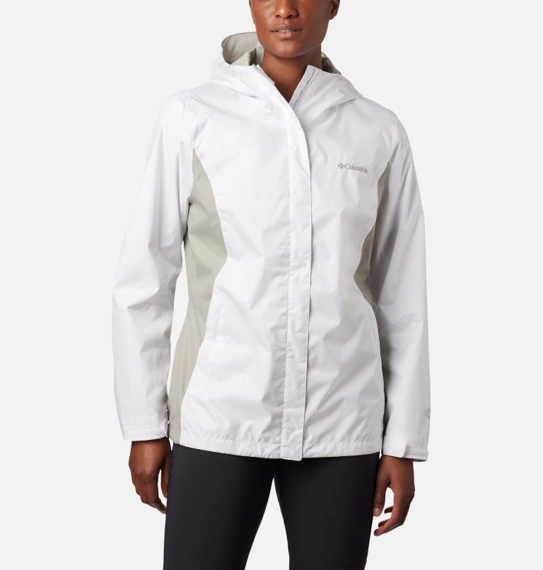 Thumbnail: Women’s Arcadia II Rain Jacket, Color: White, Flint Grey, image 1