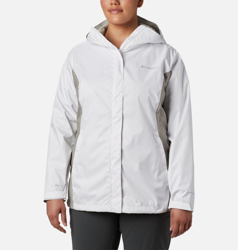 Thumbnail: Women’s Arcadia II Rain Jacket - Plus Size, Color: White, Flint Grey, image 1