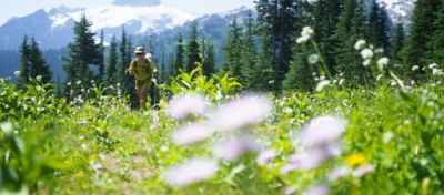 Hiking in Broad Spectrum Sun Protection apparel by MHW.