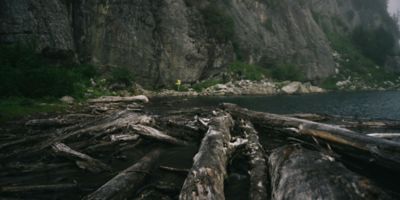Backpackers in cold mountain conditions.