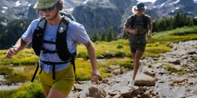 Trail running in the mountains.