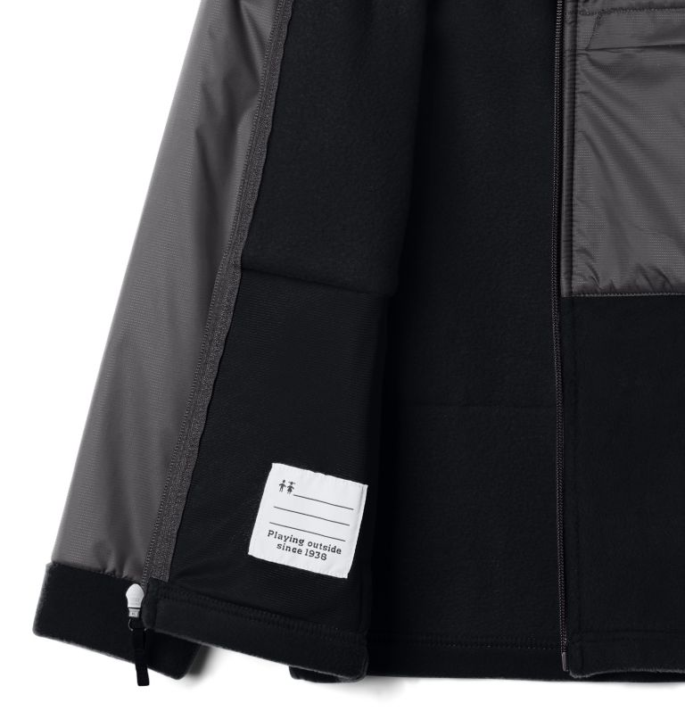 Boys’ Steens Mountain Overlay Fleece Jacket, Color: Black, Grill