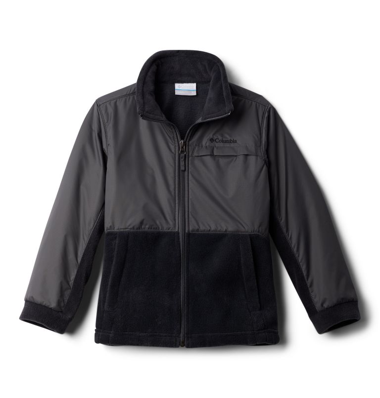 Boys’ Steens Mountain Overlay Fleece Jacket, Color: Black, Grill, image 1
