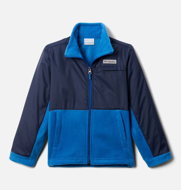 Boys’ Steens Mountain Overlay Fleece Jacket, Color: Bright Indigo, Collegiate Navy