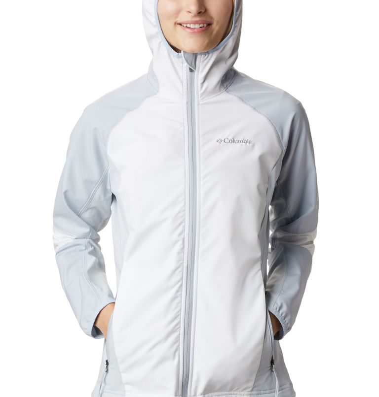 Thumbnail: Women's Sweet As Softshell Hooded Jacket, Color: White, Cirrus Grey, image 4