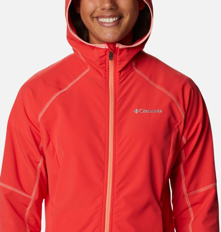 Women's Sweet As Softshell Hoodie, Color: Red Hibiscus, image 4