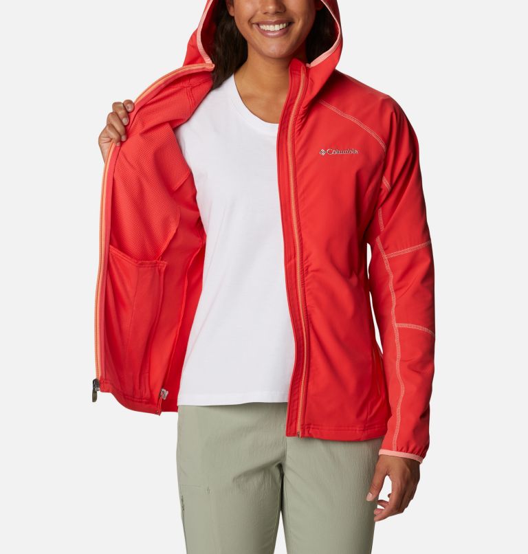 Women's Sweet As Softshell Hoodie, Color: Red Hibiscus, image 5