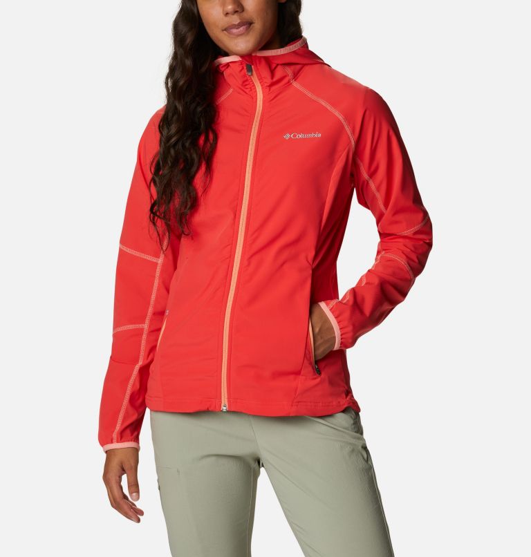 Women's Sweet As Softshell Hoodie, Color: Red Hibiscus, image 1