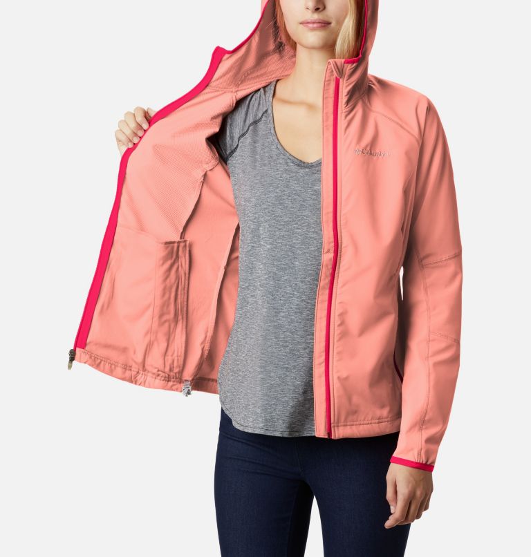 Thumbnail: Women's Sweet As Softshell Hoodie, Color: Coral Reef, image 5