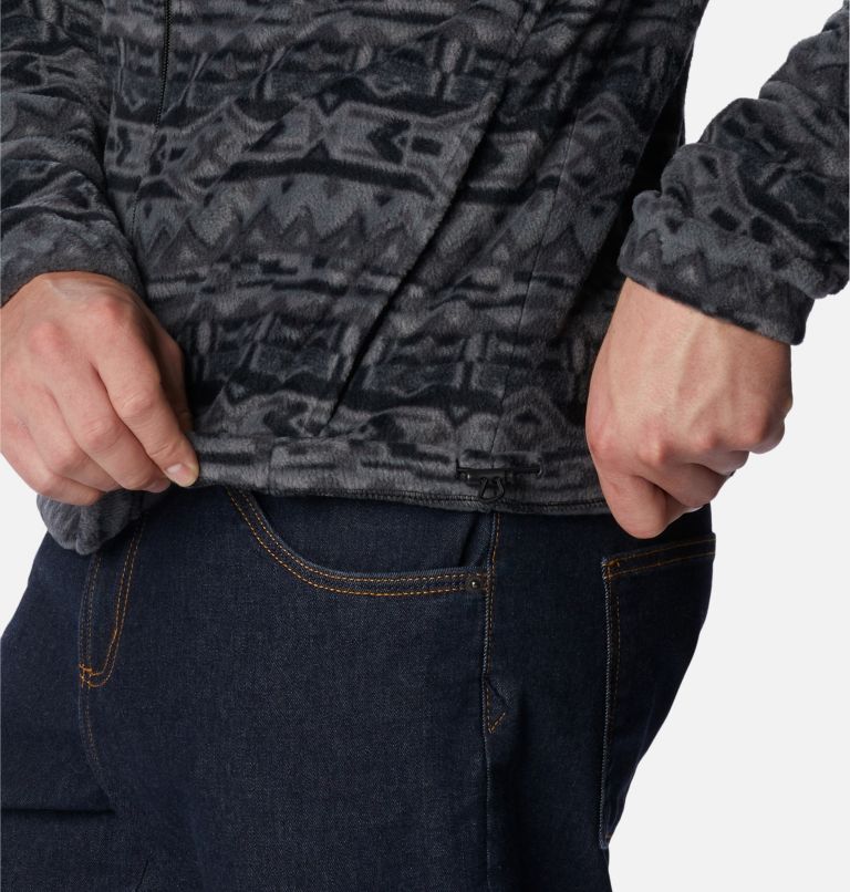 Men’s Steens Mountain Printed Fleece Jacket, Color: Black 80s Stripe Print, image 6
