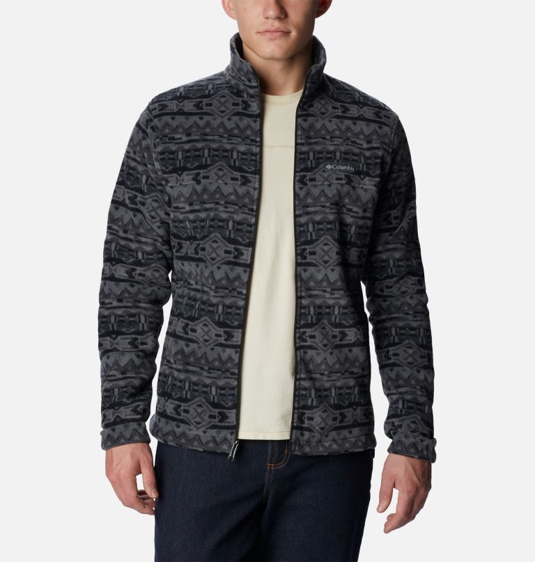 Thumbnail: Men’s Steens Mountain Printed Fleece Jacket, Color: Black 80s Stripe Print, image 7