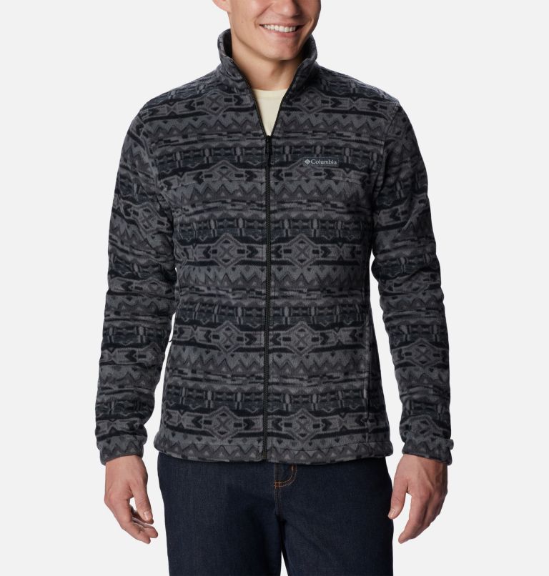 Men’s Steens Mountain Printed Fleece Jacket, Color: Black 80s Stripe Print, image 1