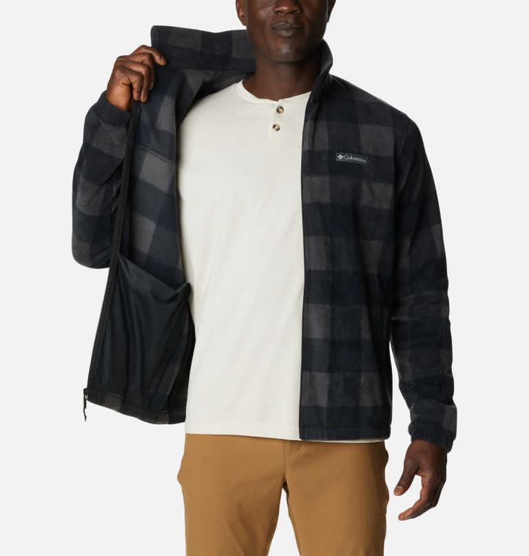 Thumbnail: Men’s Steens Mountain Printed Fleece Jacket, Color: Black Check Print, image 5