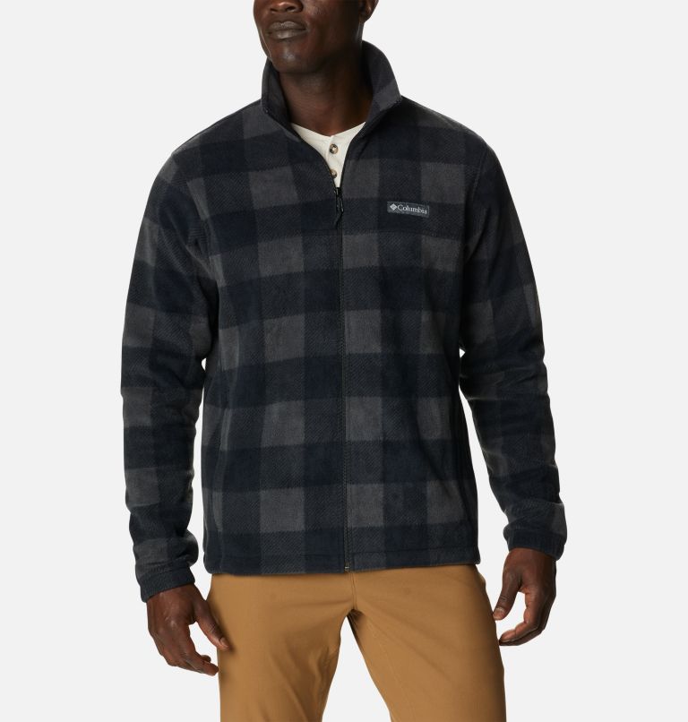 Thumbnail: Men’s Steens Mountain Printed Fleece Jacket, Color: Black Check Print, image 1