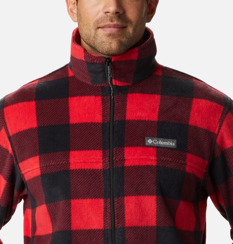 Men’s Steens Mountain Printed Fleece Jacket, Color: Mountain Red Check Print, image 4