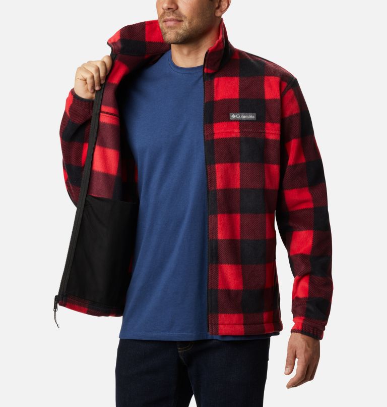 Men’s Steens Mountain Printed Fleece Jacket, Color: Mountain Red Check Print